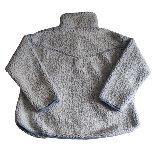 Playing For Keeps Large Frosted Blue Sherpa Half Zip Pullover - Picture 2 of 16